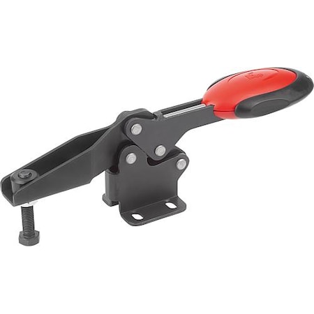 Kipp Horizontal Toggle Clamps w. Safety Lock w. flat foot and adj. spindle K0660.006103